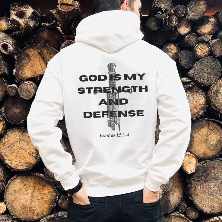 God Is My Strength And Defense Drawstring Hoodie
