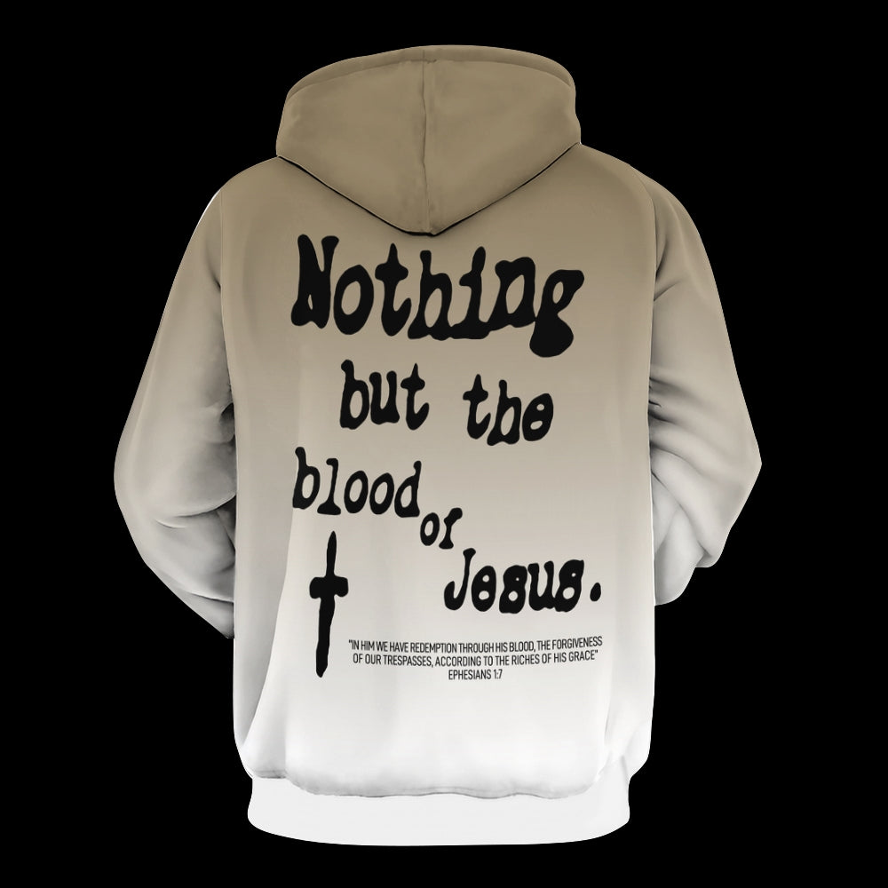 Nothing But The Blood Or Jesus Printed Drawstring Hoodie