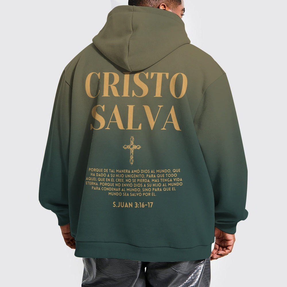 Cristo Salva Printed Drawstring Hoodie