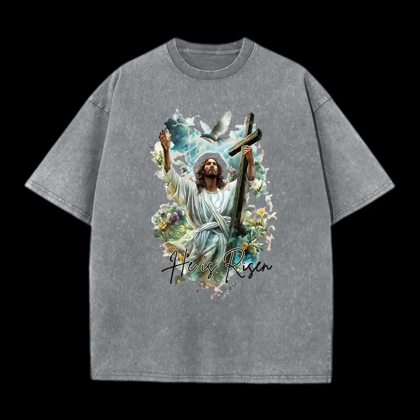 He Is Risen Christian Washed T-Shirt