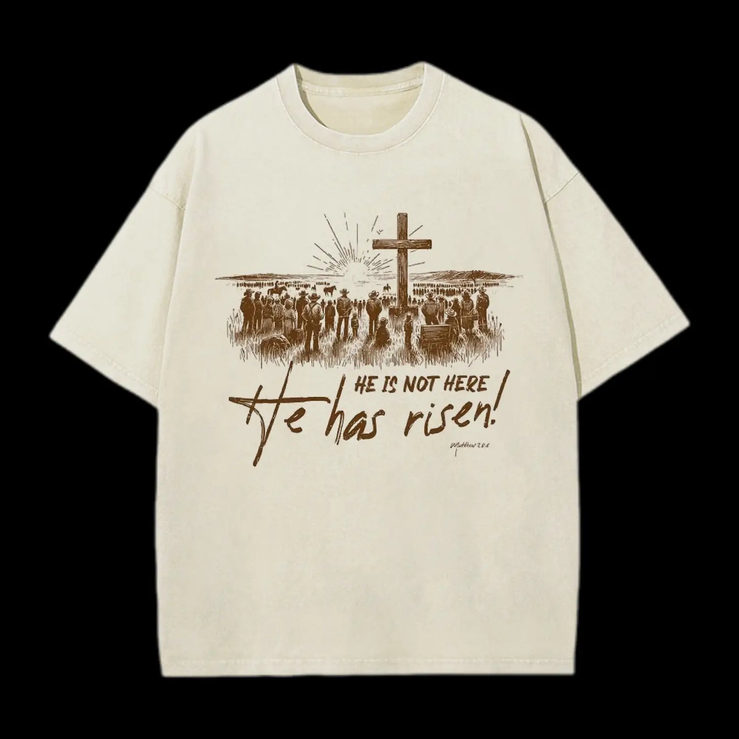 He Has Risen Christian Washed T-Shirt