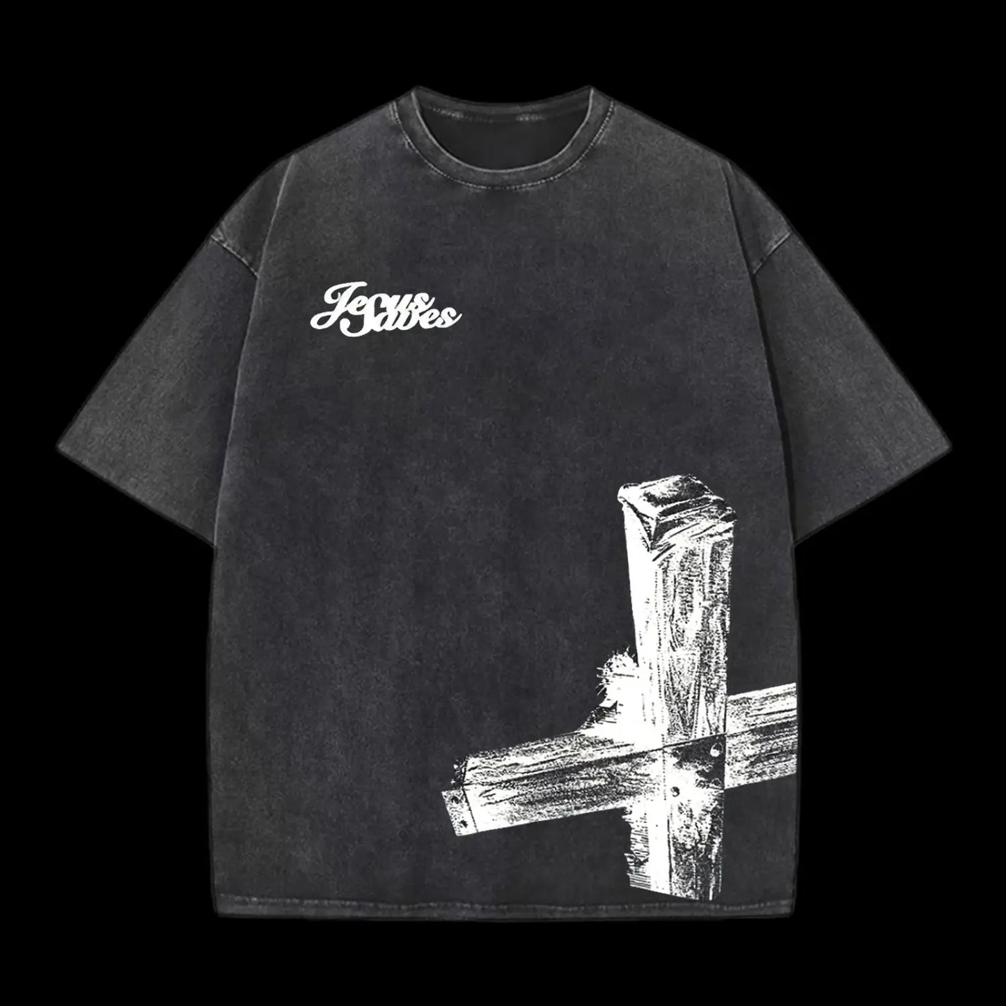 Cross Washed Distressed Short Sleeve T-Shirt