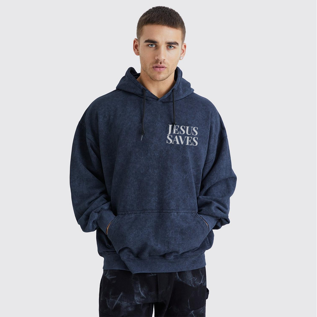 Jesus Saves Washed Hoodie