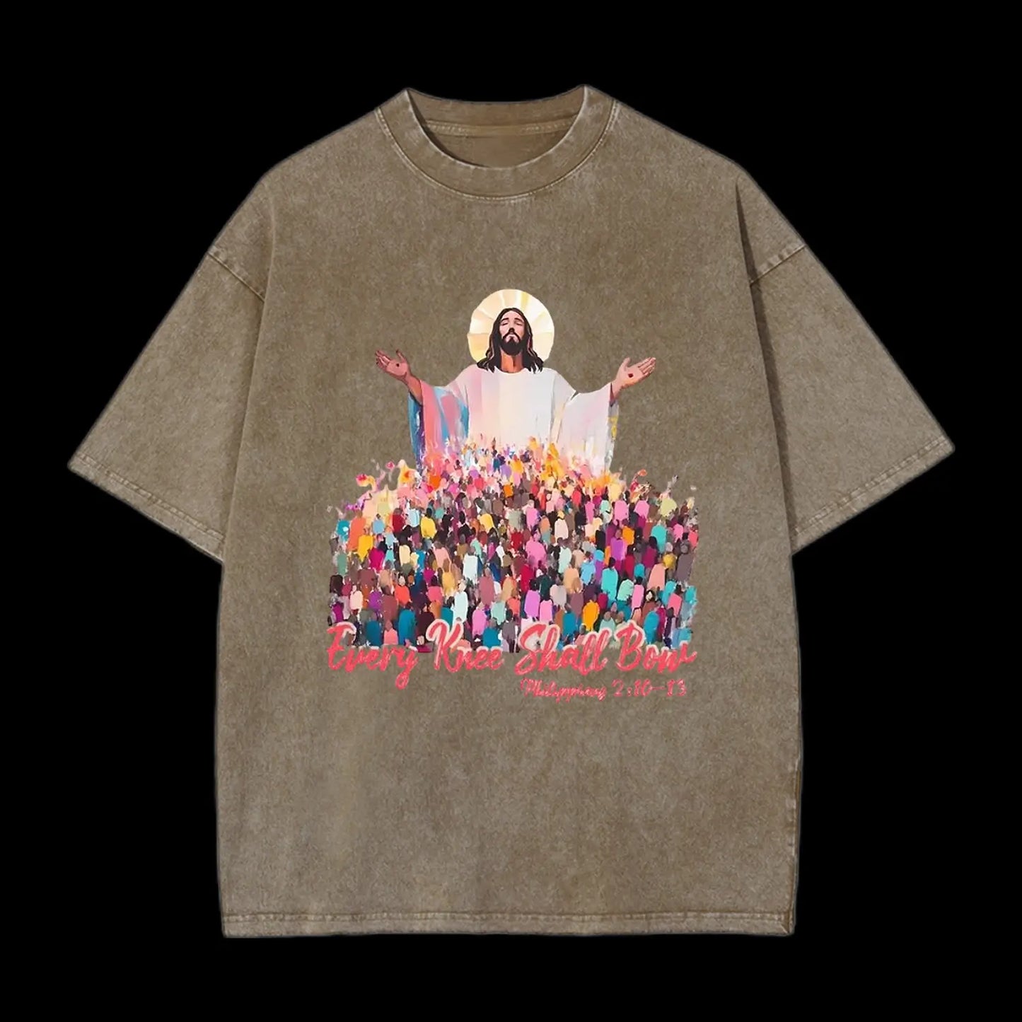 Every Knee Shall Bones Christian Washed T-Shirt