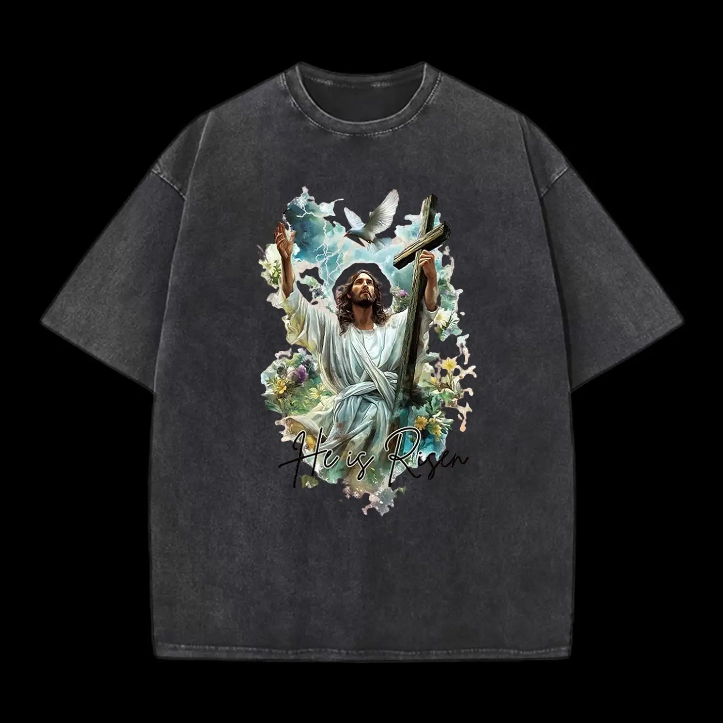 He Is Risen Christian Washed T-Shirt