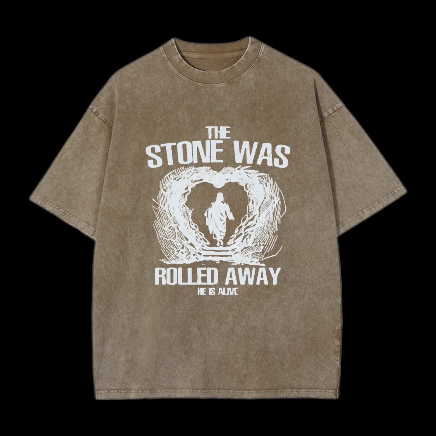 The Stone Was Rolling Away Christian Washed T-Shirt