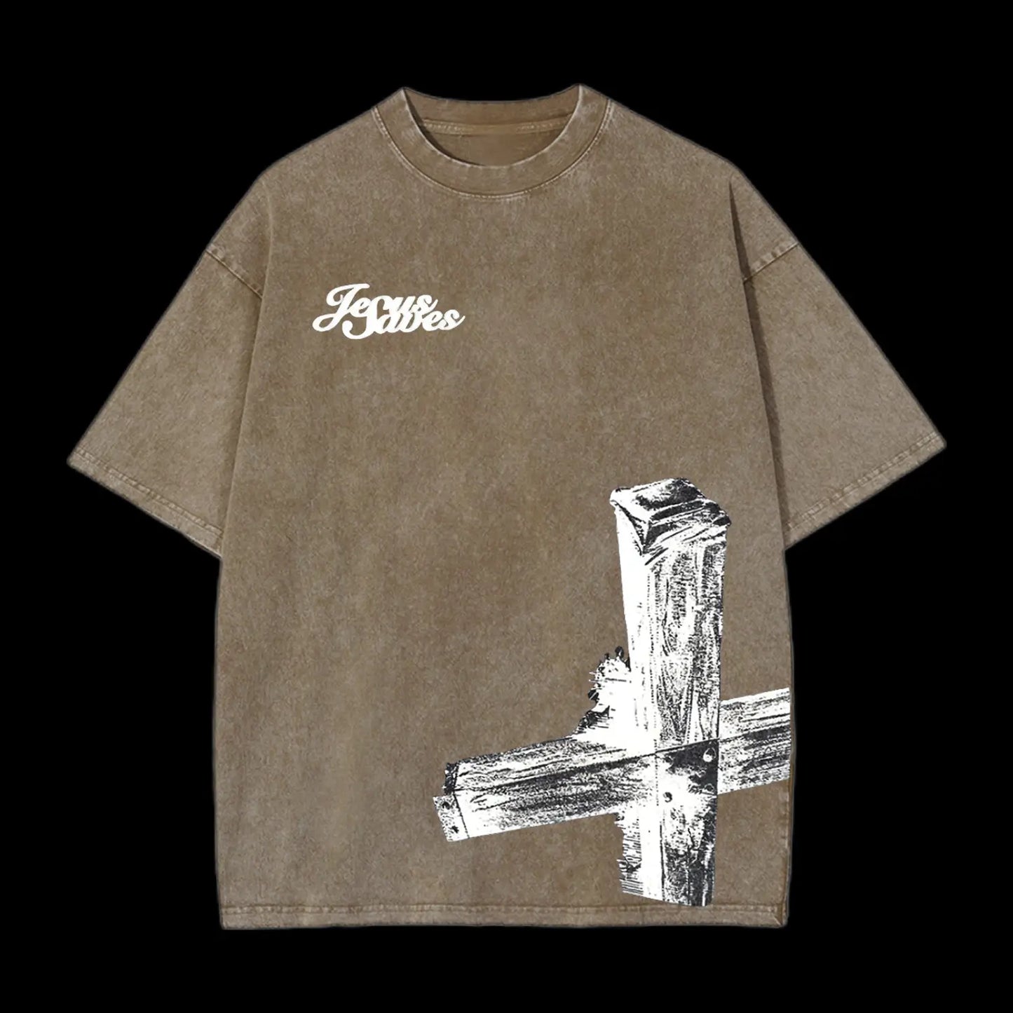 Cross Washed Distressed Short Sleeve T-Shirt