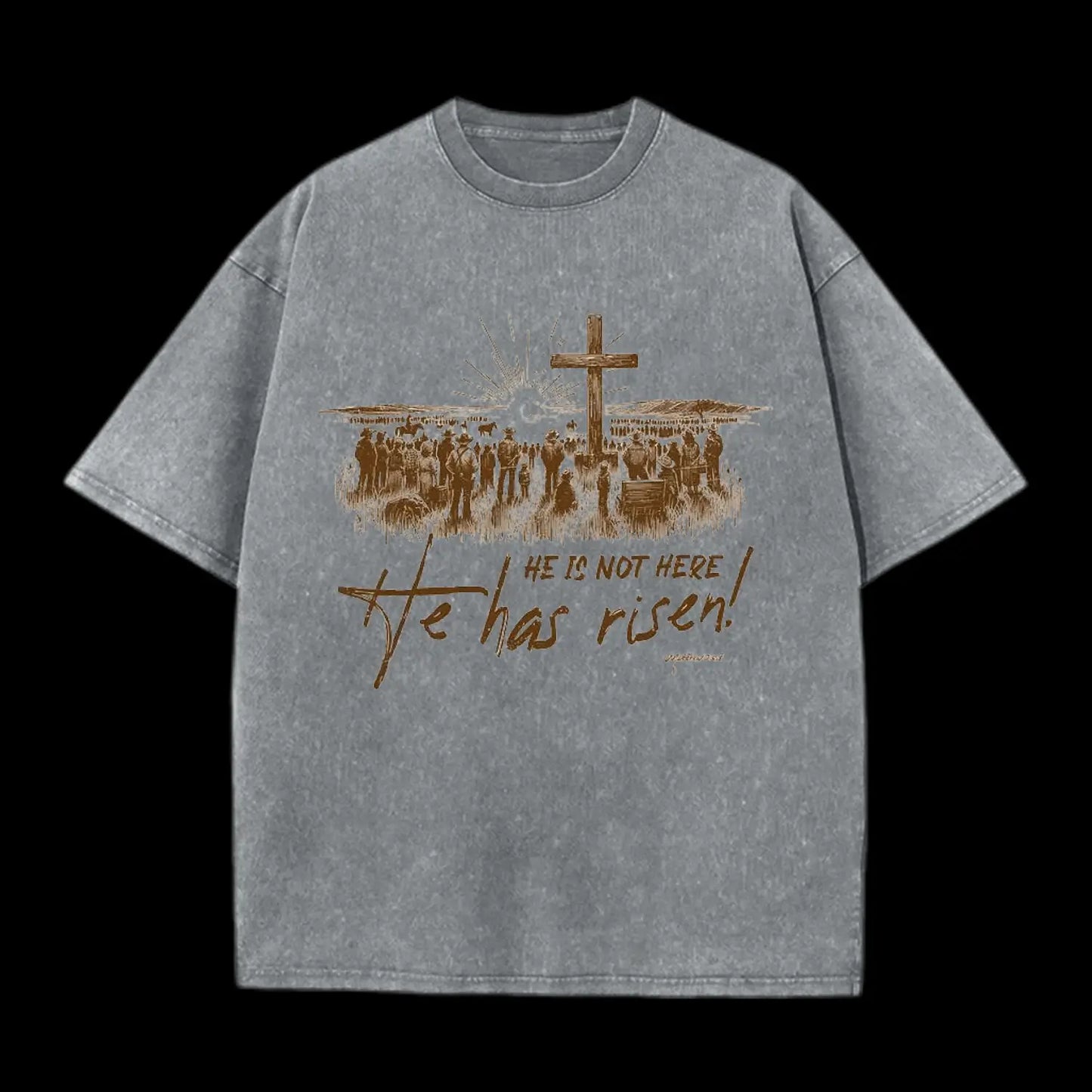 He Has Risen Christian Washed T-Shirt