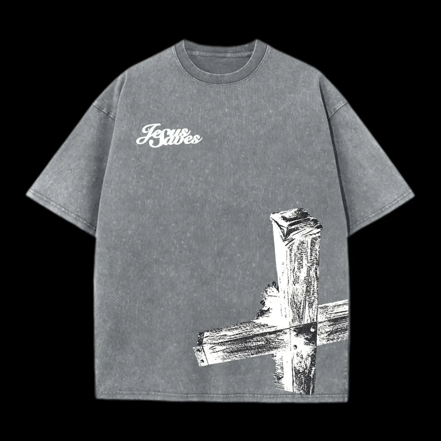 Cross Washed Distressed Short Sleeve T-Shirt