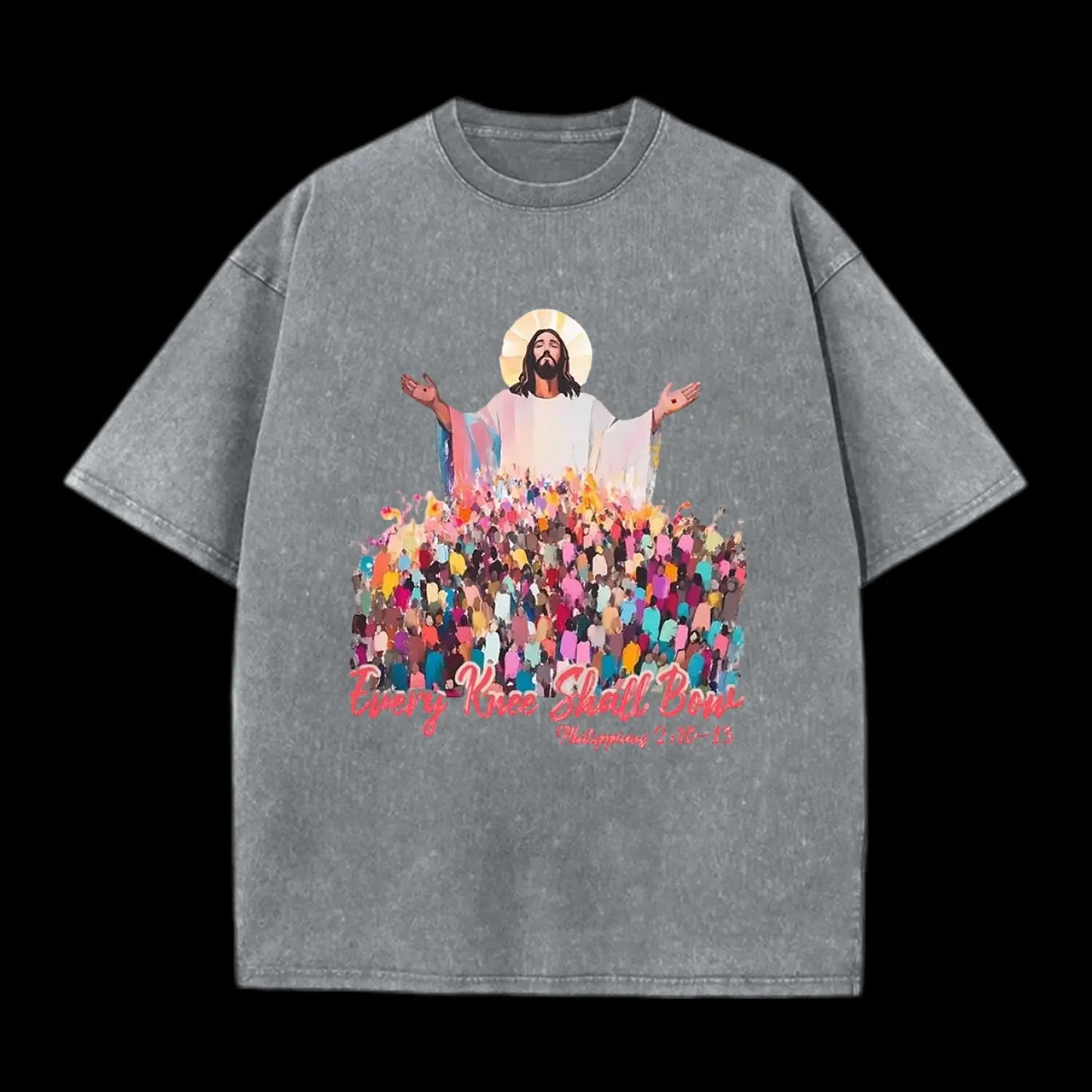 Every Knee Shall Bones Christian Washed T-Shirt