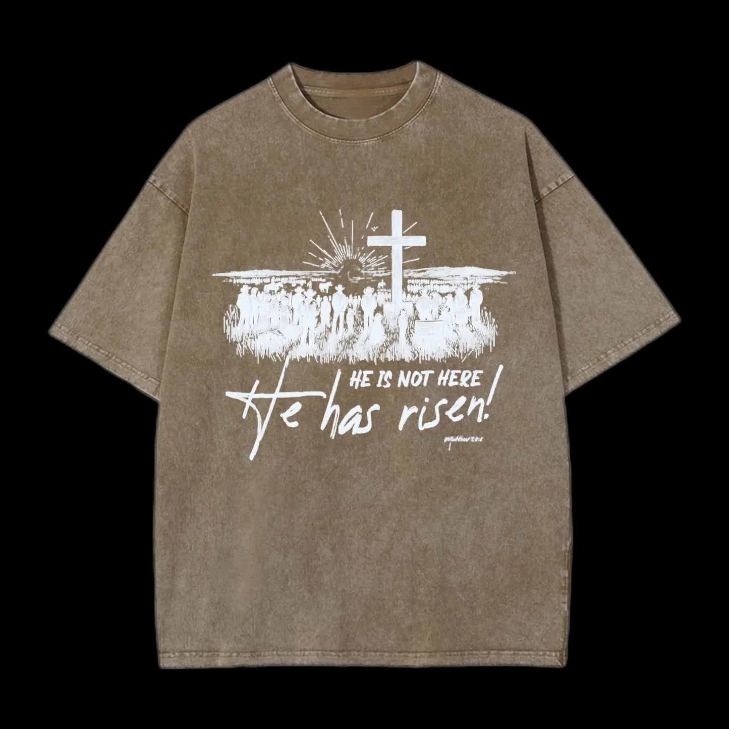 He Has Risen Christian Washed T-Shirt