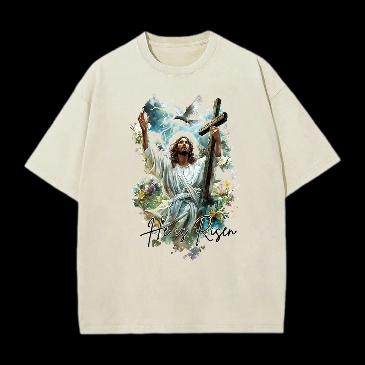He Is Risen Christian Washed T-Shirt