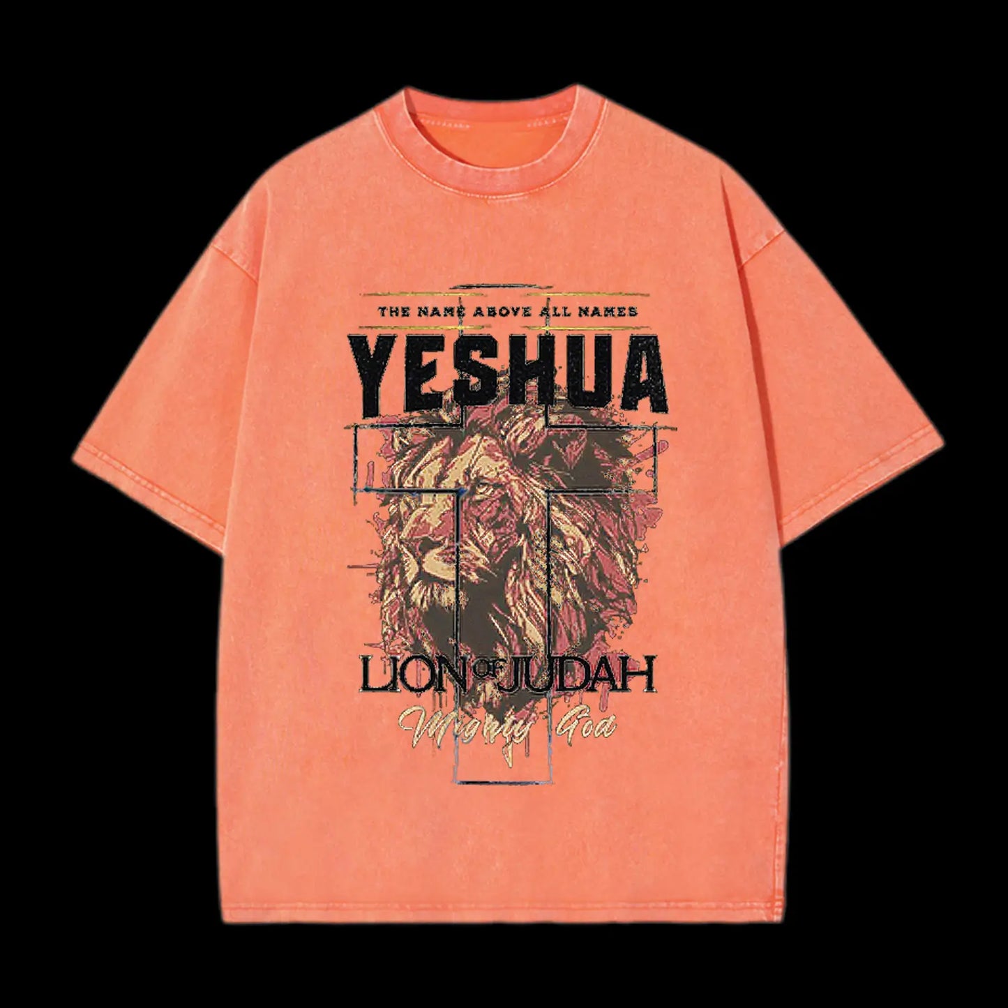 The Name Aboye All Names Yeshua Lion Of Judah Washed T-Shirt