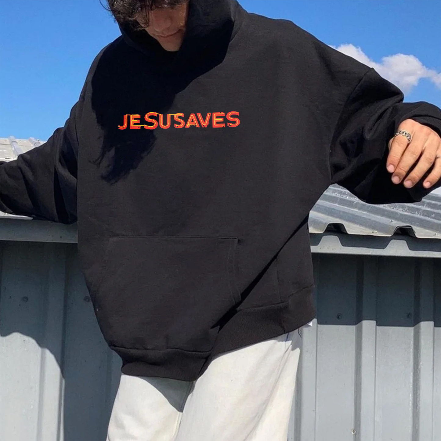 Jesus Saves Drawstring Hoodie