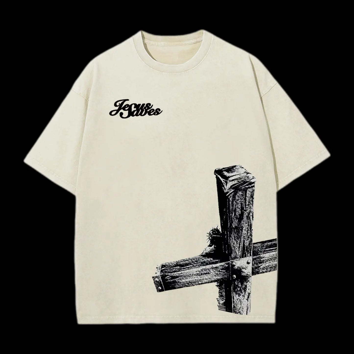 Cross Washed Distressed Short Sleeve T-Shirt