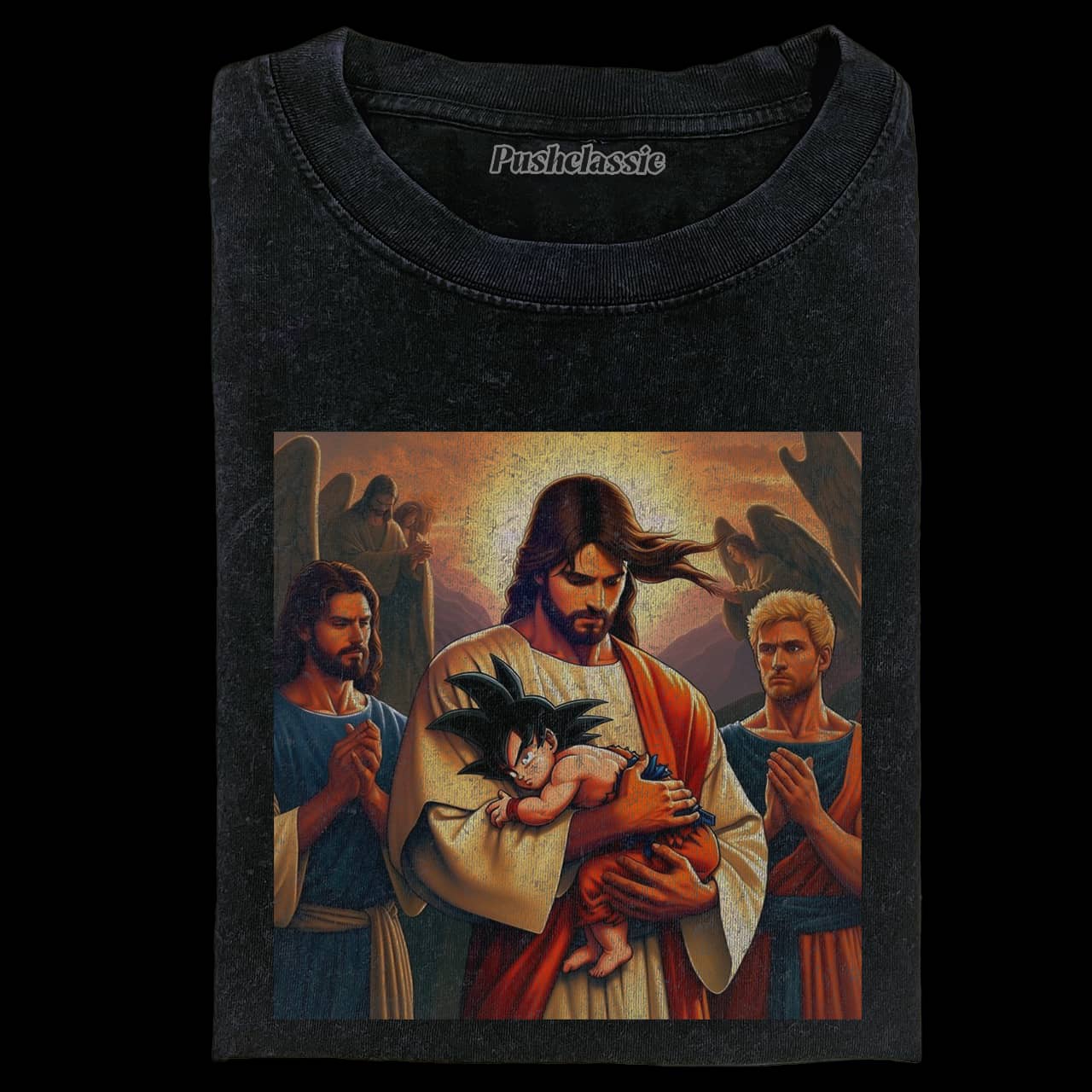 THE JESUS AND GOKU WASHED T-SHIRT