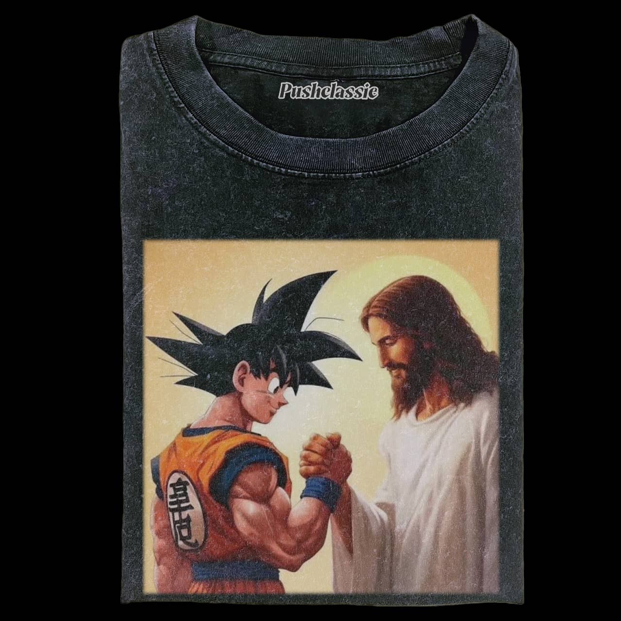 THE JESUS AND GOKU WASHED T-SHIRT