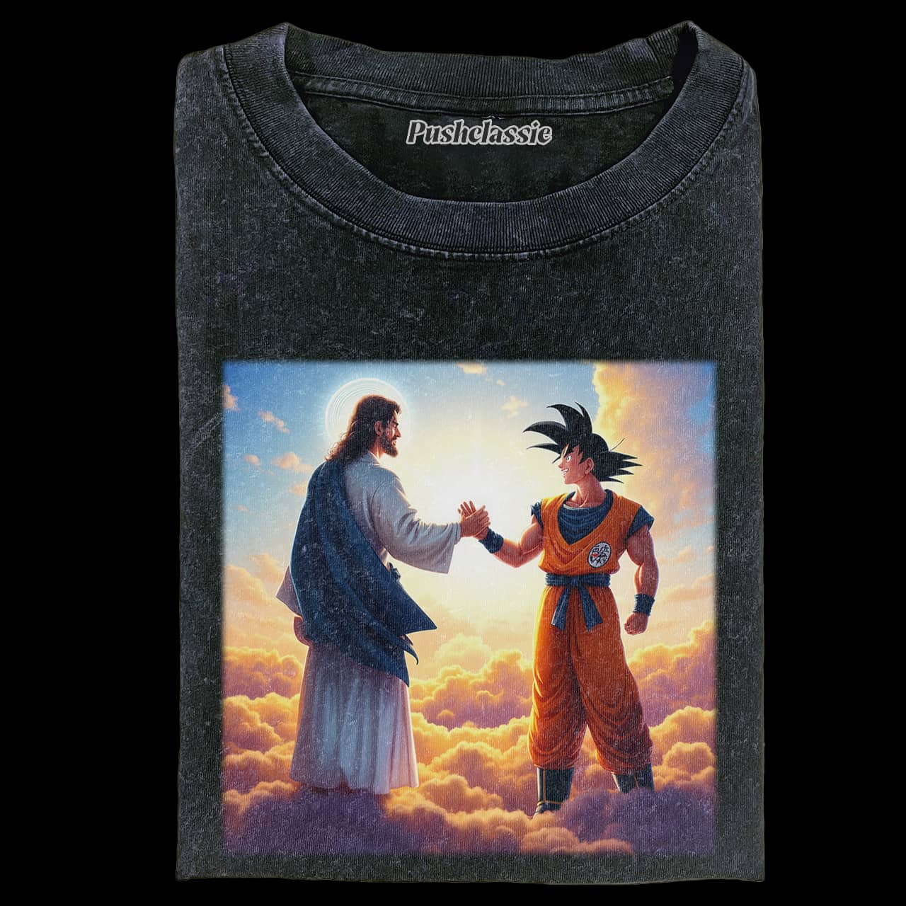 THE JESUS AND GOKU WASHED T-SHEIRT