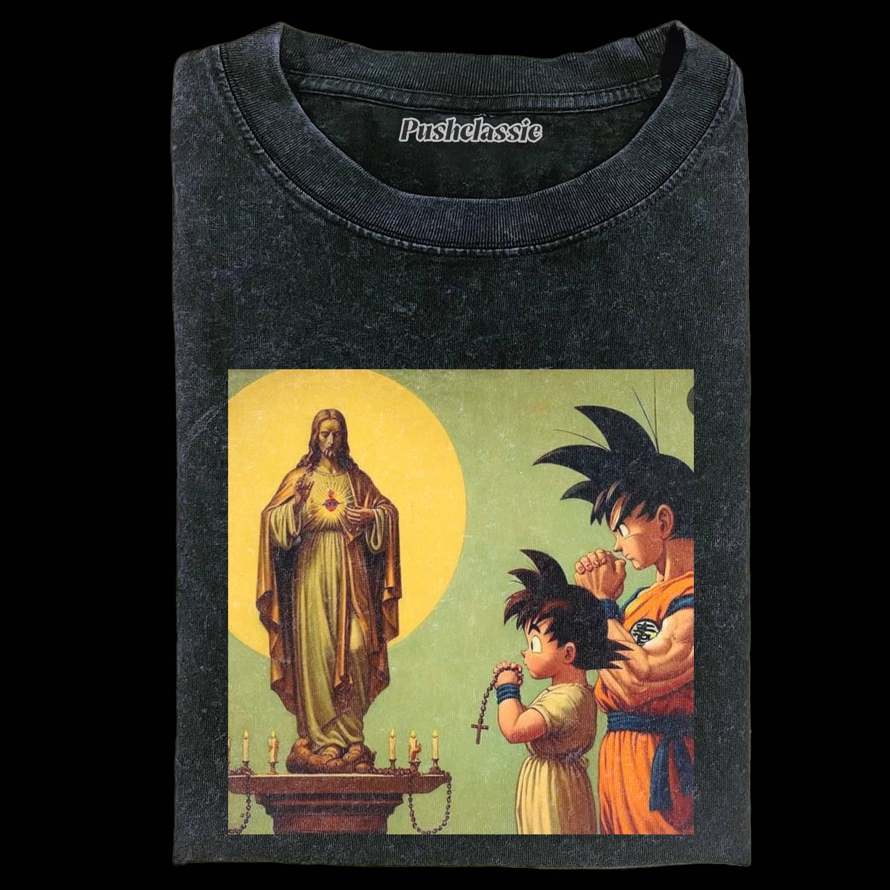 THE JESUS AND GOKU WASHED T-SHIRT