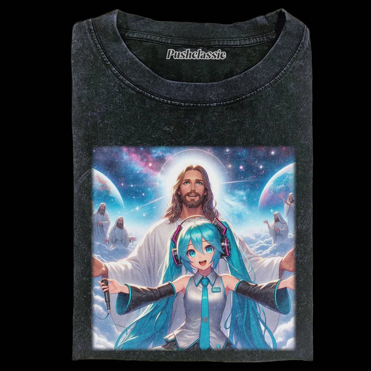 THE JESUS AND HATSUNE MIKU SINGING WASHED T-SHIRT