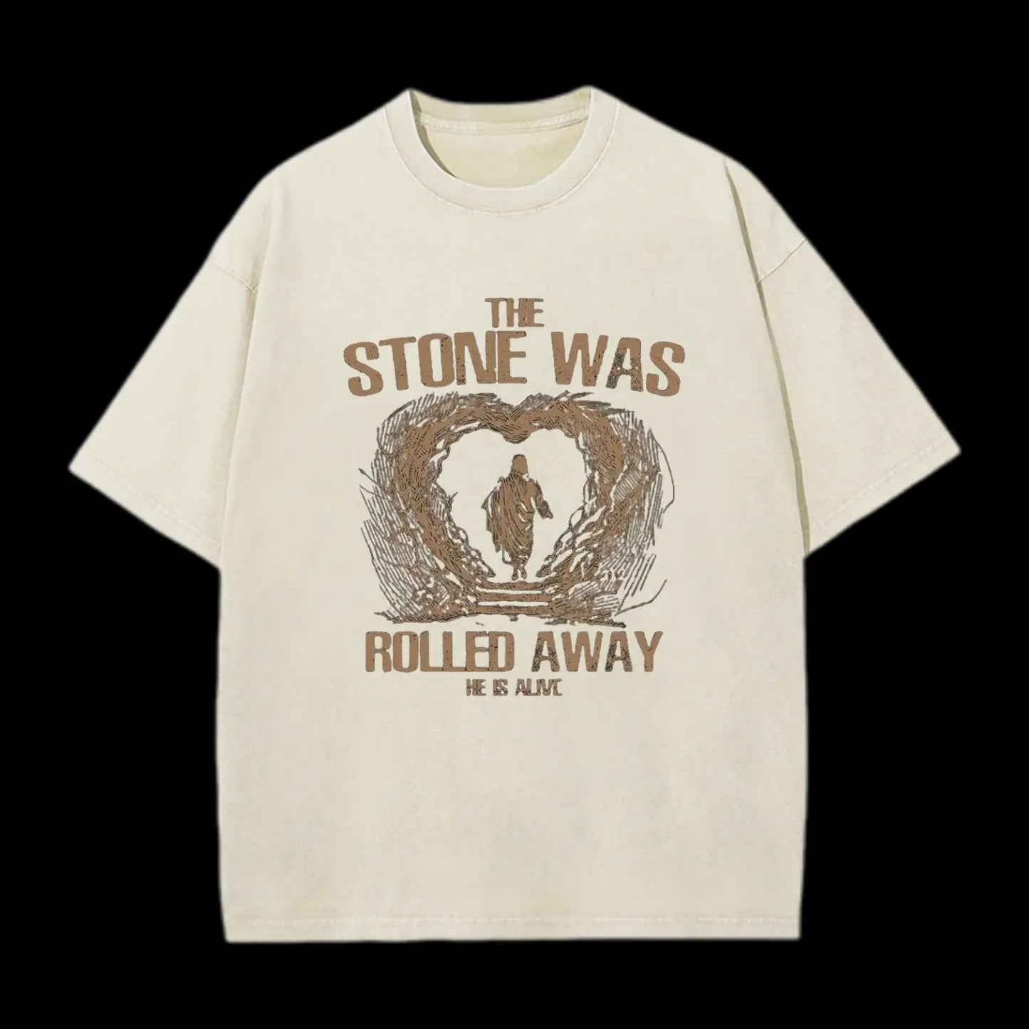 The Stone Was Rolling Away Christian Washed T-Shirt