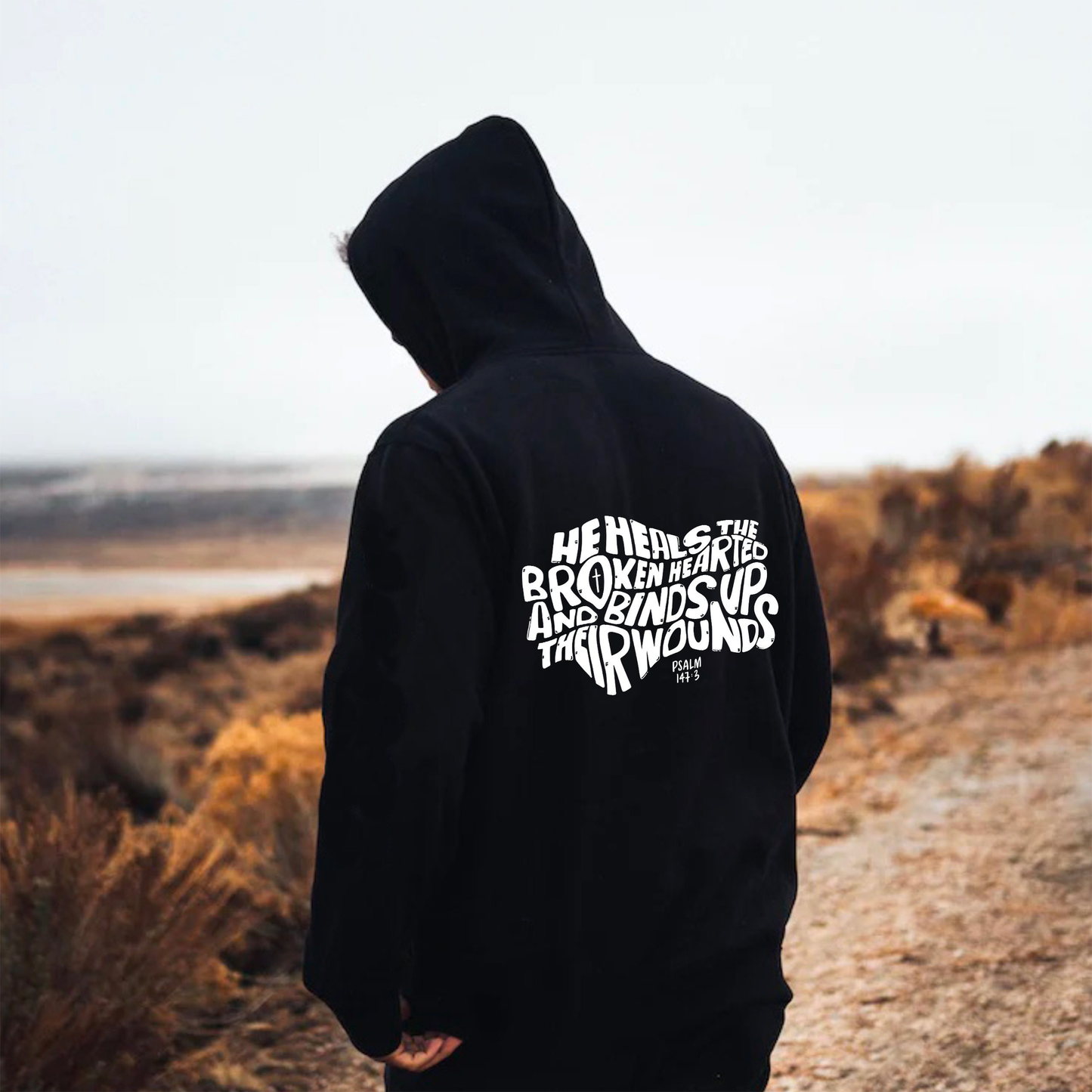 He Heals The Broken Hearted Drawstring Hoodie