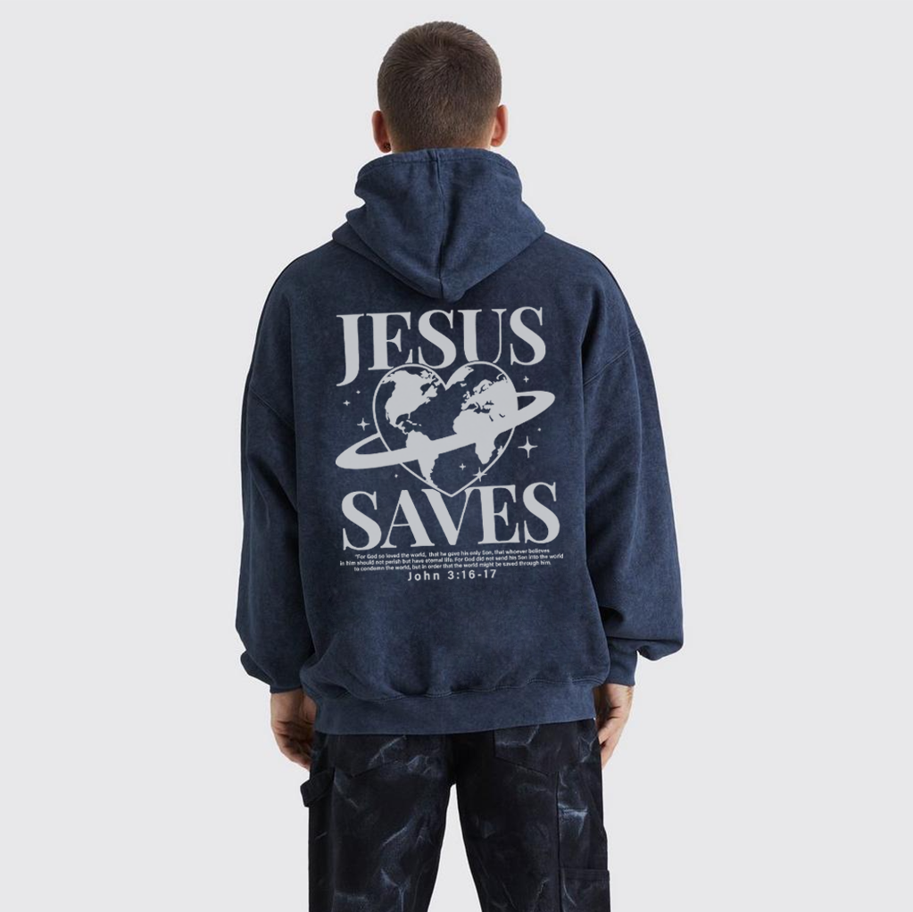 Jesus Saves Washed Hoodie