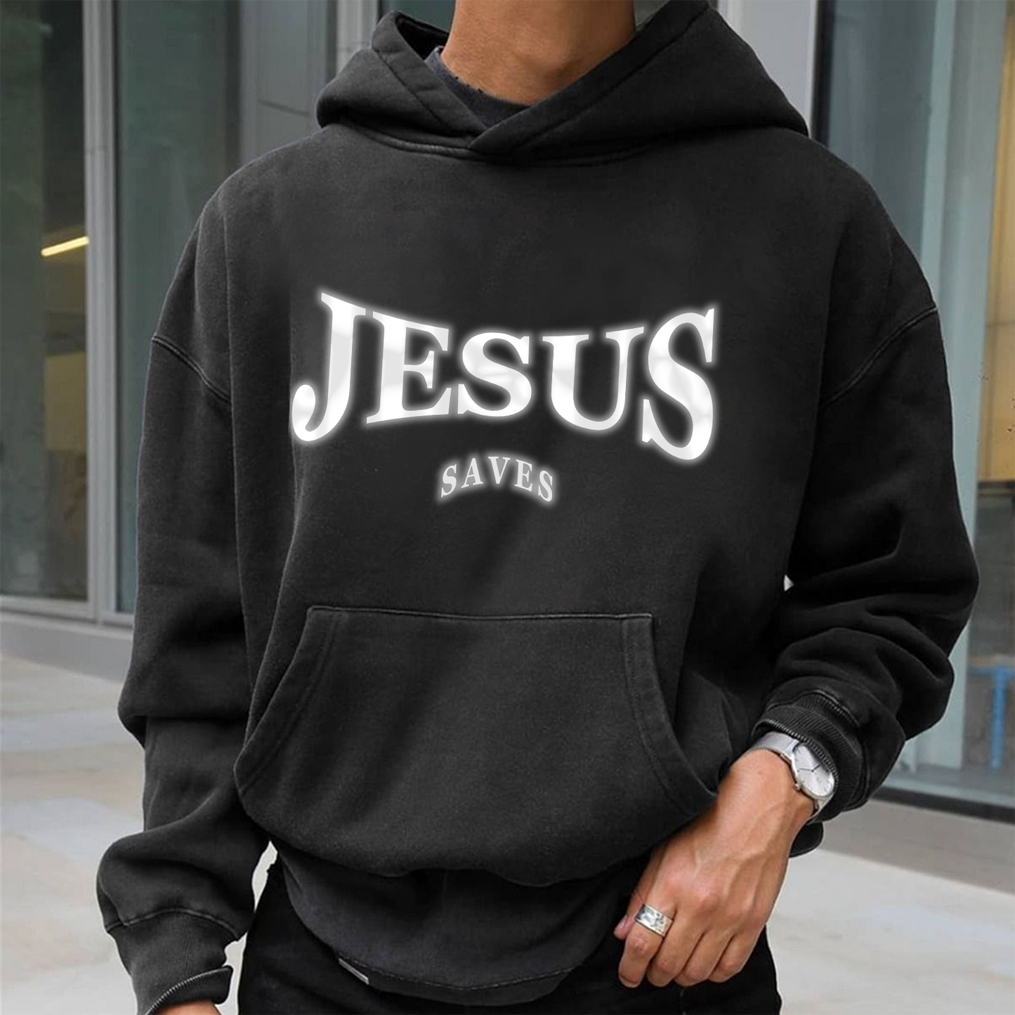 Jesus Saves Drawstring Hoodie