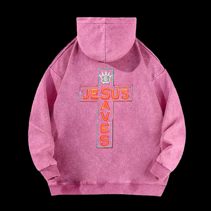 Jesus Saves Washed Hoodie