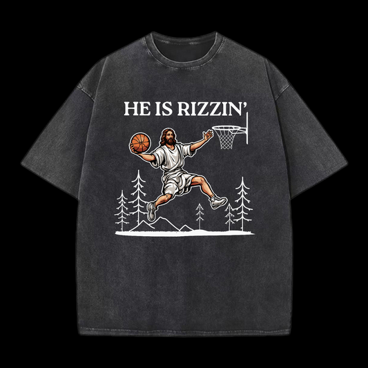 He Is Rizzin' Washed T-Shirt