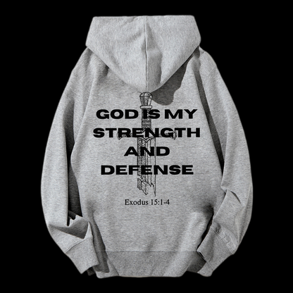 God Is My Strength And Defense Drawstring Hoodie