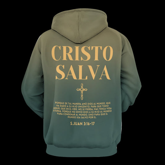 Cristo Salva Printed Drawstring Hoodie