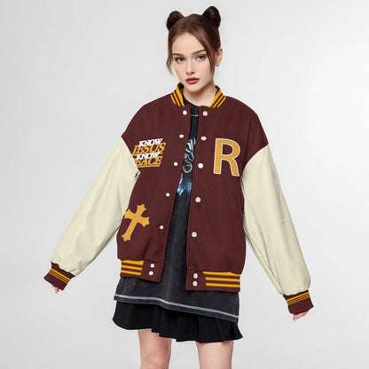 Love Never Falls Baseball Jacket