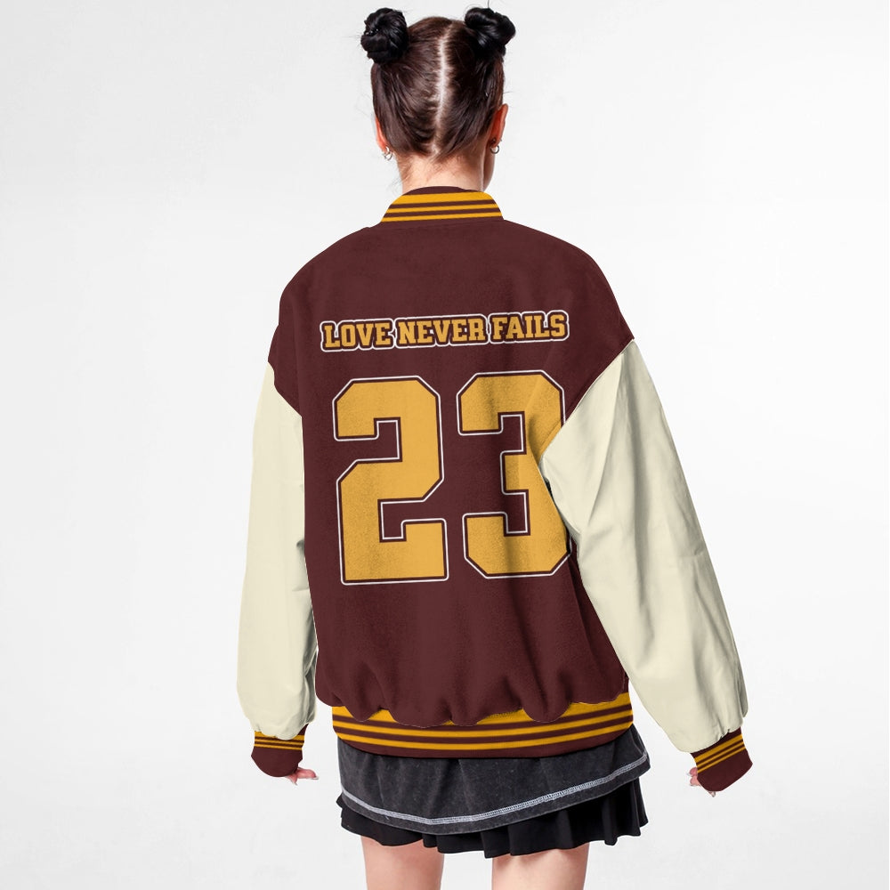 Love Never Falls Baseball Jacket
