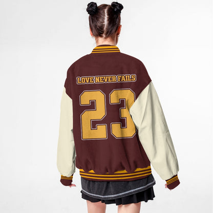 Love Never Falls Baseball Jacket