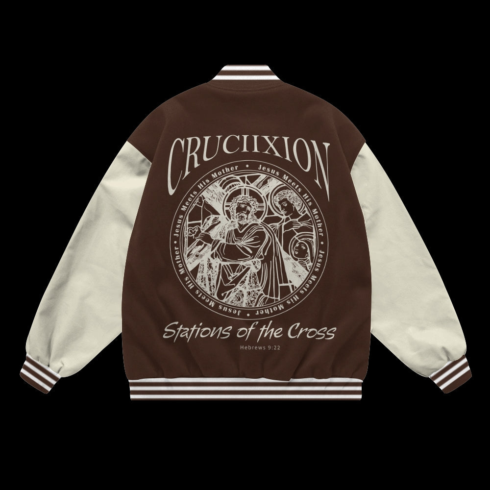 Stations Of The Cross Baseball Jacket