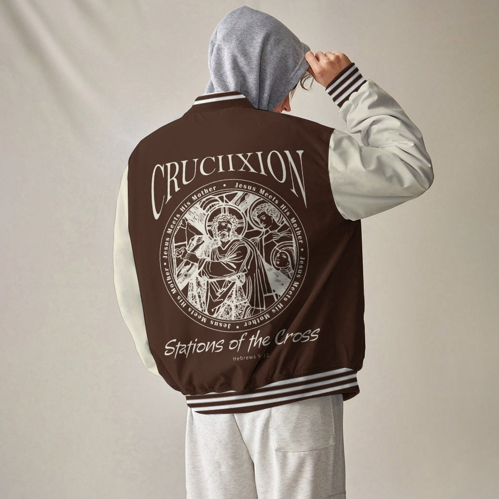 Stations Of The Cross Baseball Jacket