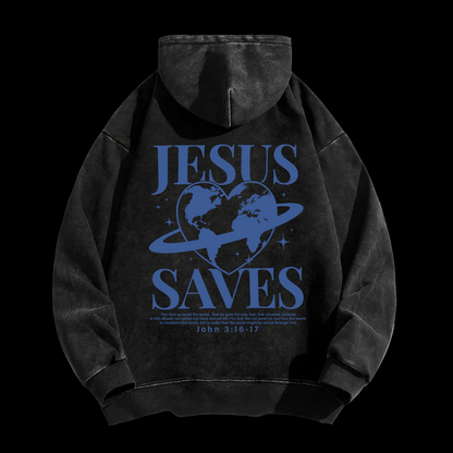 Jesus Saves Washed Hoodie