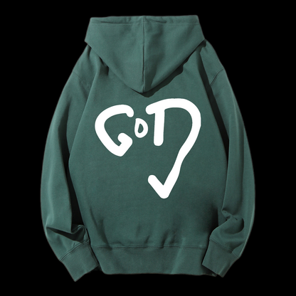 God Heart Drawstring Hoodie