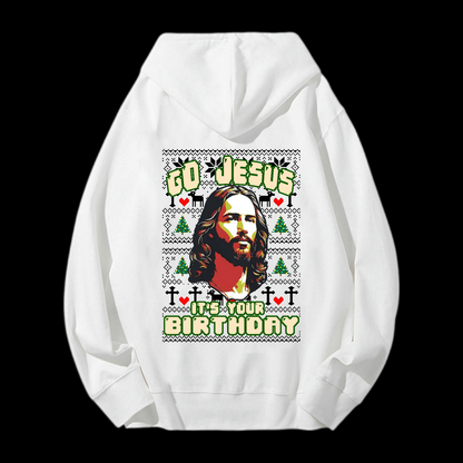 Go Jesus It's Your Birthday Christmas Drawstring Hoodie