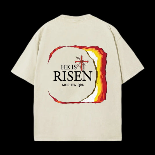 He Is Risen Christian Washed T-Shirt