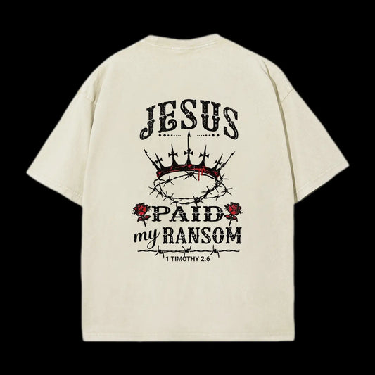 Jesus Paid My Ranson Christian Washed T-Shirt
