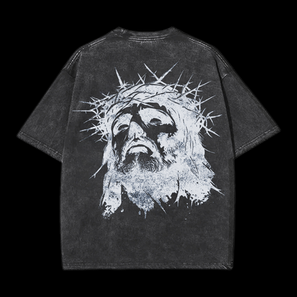 PORTRAIT OF JESUS ACID WASHED T-SHIRT -back