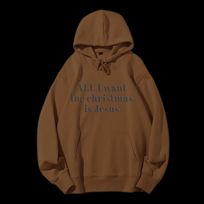 All I Want For Christmas Is Jesus Puff Print Drawstring Hoodie