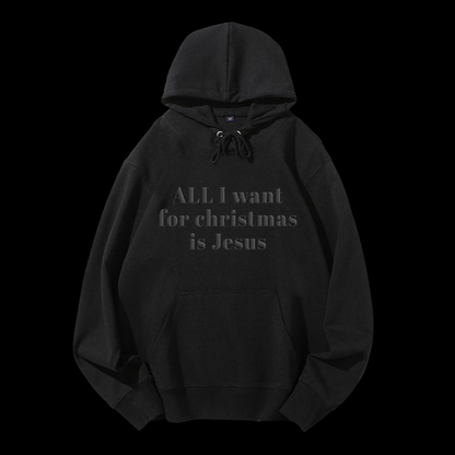 All I Want For Christmas Is Jesus Puff Print Drawstring Hoodie