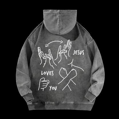Jesus Loves You  Washed Hoodie