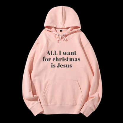 All I Want For Christmas Is Jesus Puff Print Drawstring Hoodie
