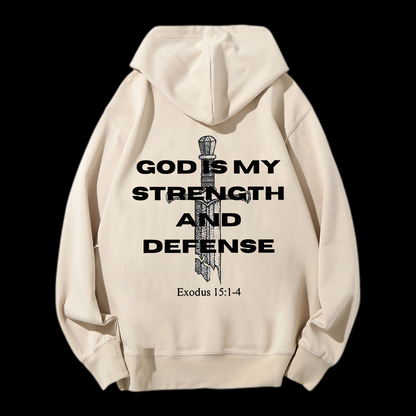 God Is My Strength And Defense Drawstring Hoodie