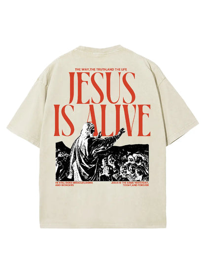 Jesus Is Alive Unisex Washed T-Shirt