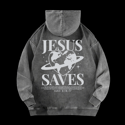 Jesus Saves Washed Hoodie